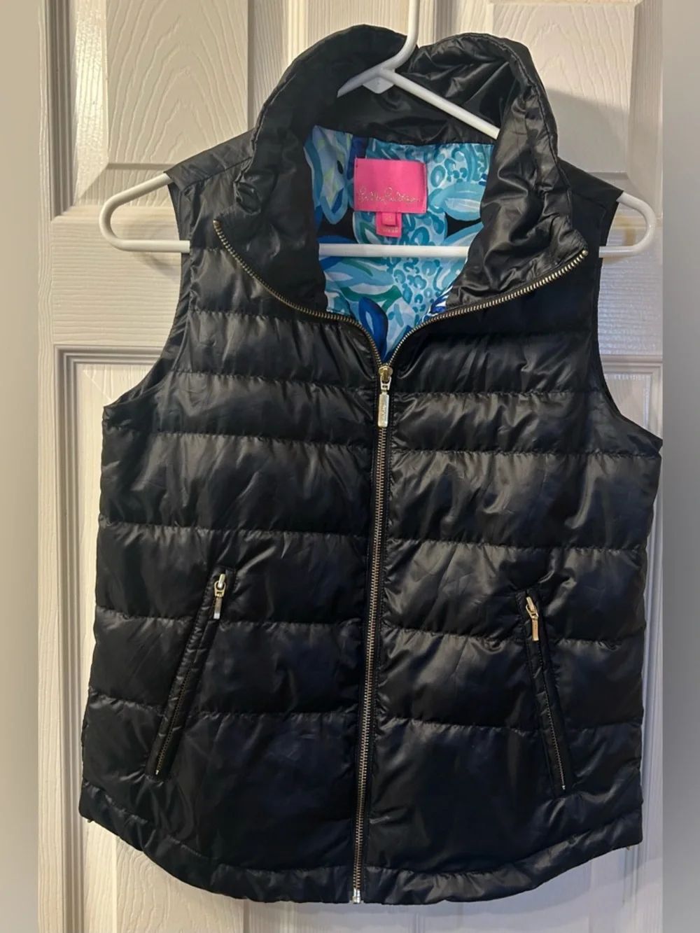 Lilly Pulitzer Pink Label with Blue-Green Patterned Fabric